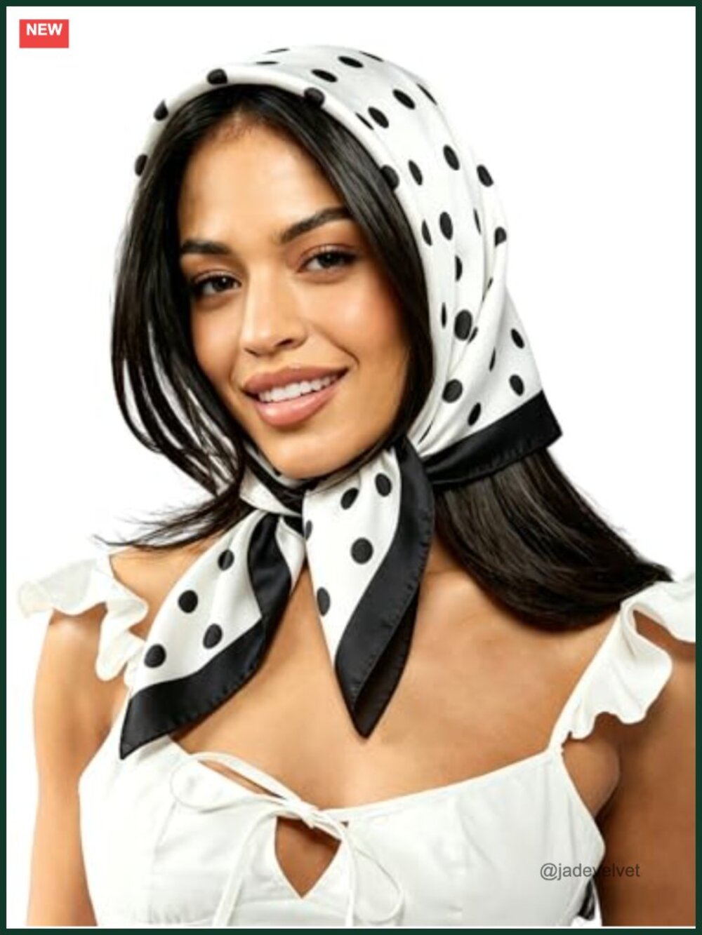 Women's 50s Retro Polka Dot Satin Head Scarf Neck Scarf Bandana 35x35 Inch